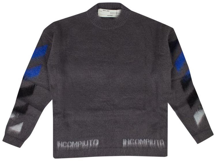 Off White Diag Brushed Knitwear Grey