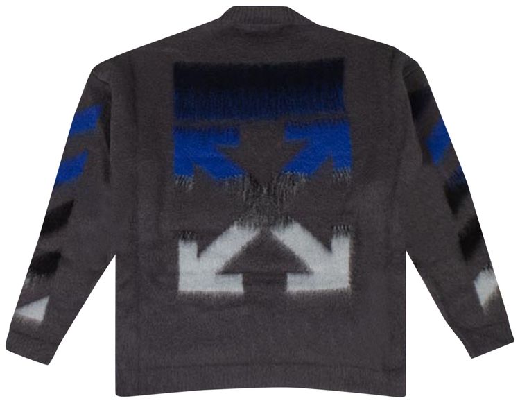 Off White Diag Brushed Knitwear Grey