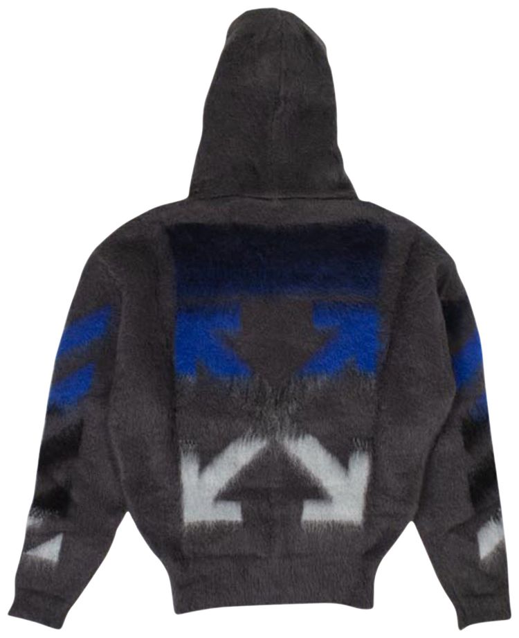 Off White Mohair Arrows Zip Up Sweater Gray