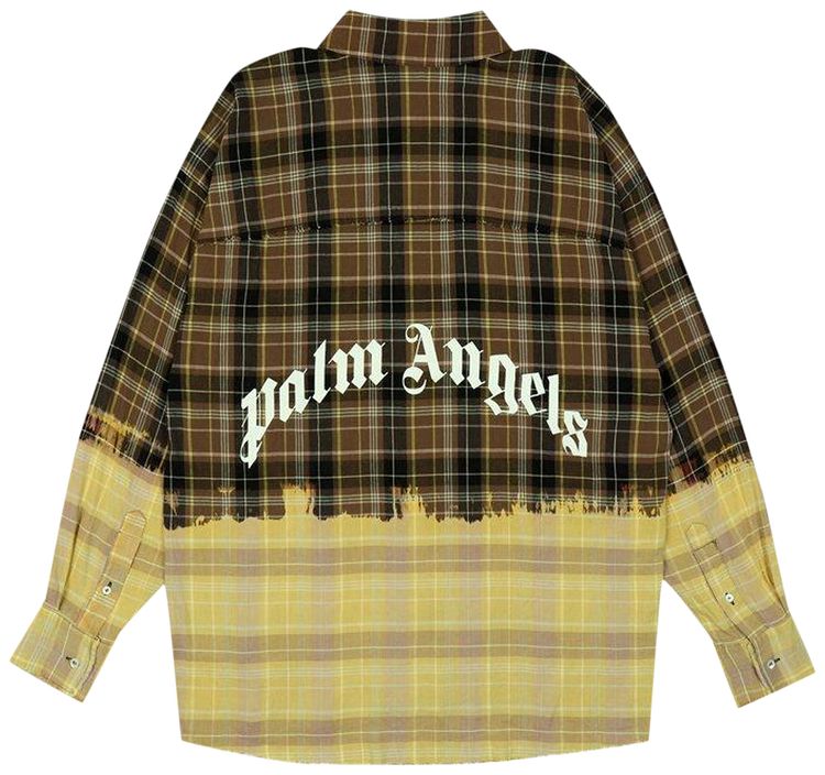 Palm Angels Bleached Effect Shirt BrownWhite