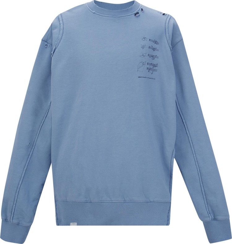 C2H4 My Own Private Planet Distressed Panelled Crewneck 'Blue'
