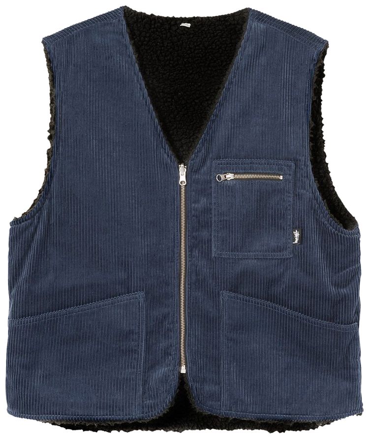 Stussy Wide Wale Reversible Vest Navy