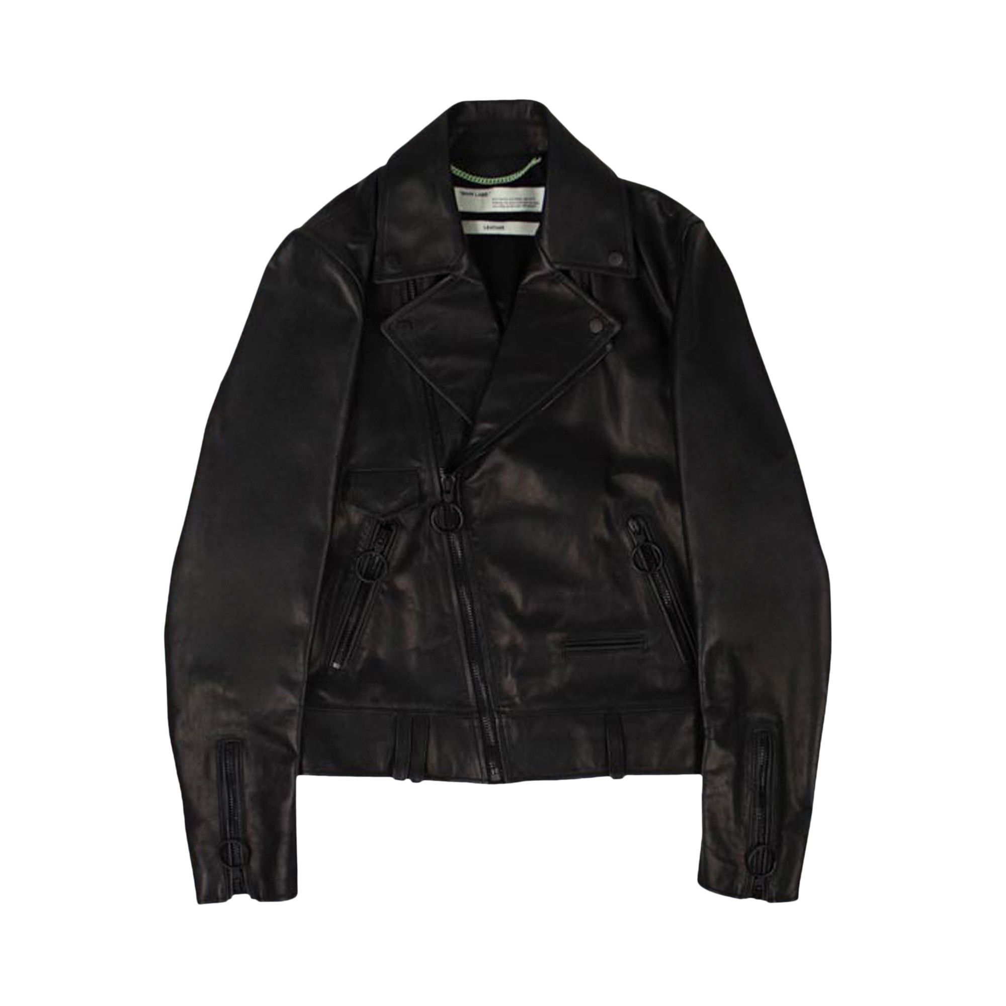 Buy Off-White Three Arrows Leather Jacket 'Black