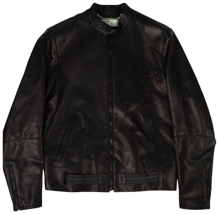Off White Scaffolding Leather Jacket Black