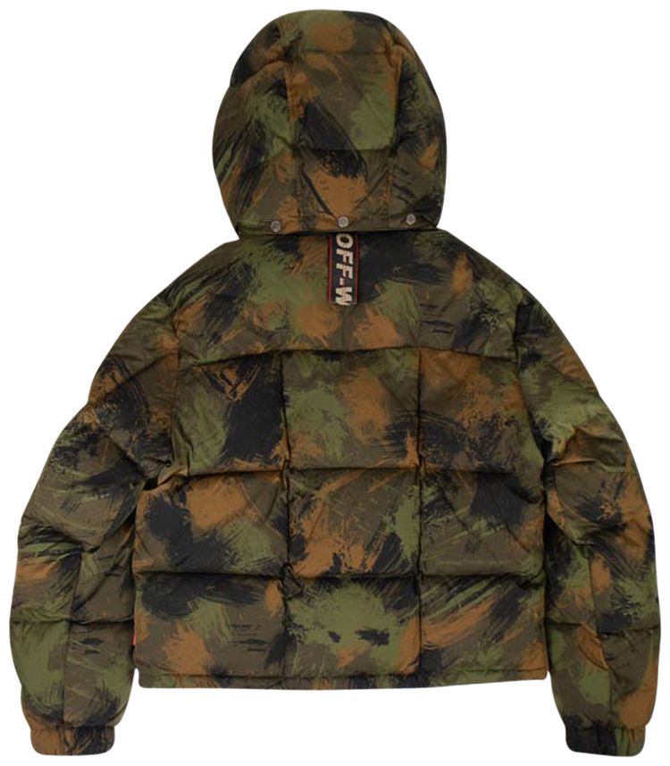 Off White Camouflage Padded Jacket Green