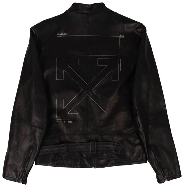 Off White Arrow Leather Jacket BlackSilver