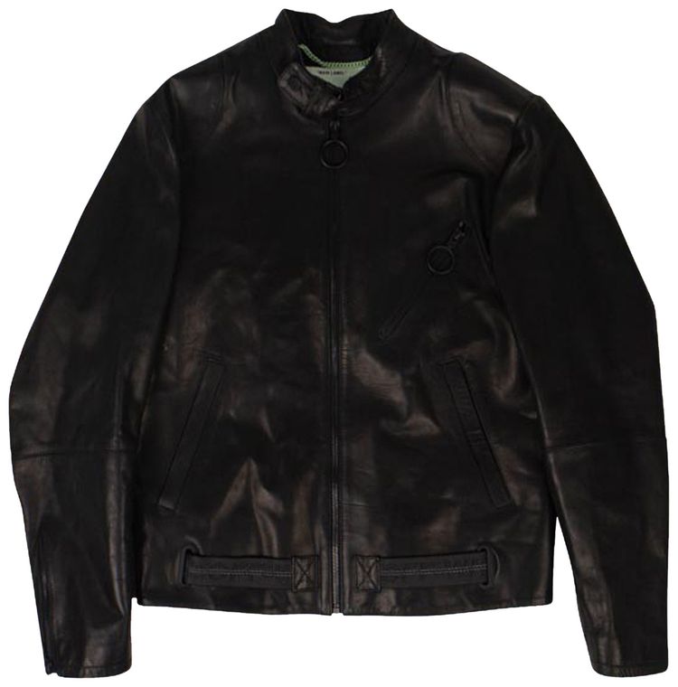 Off White Arrow Leather Jacket BlackSilver