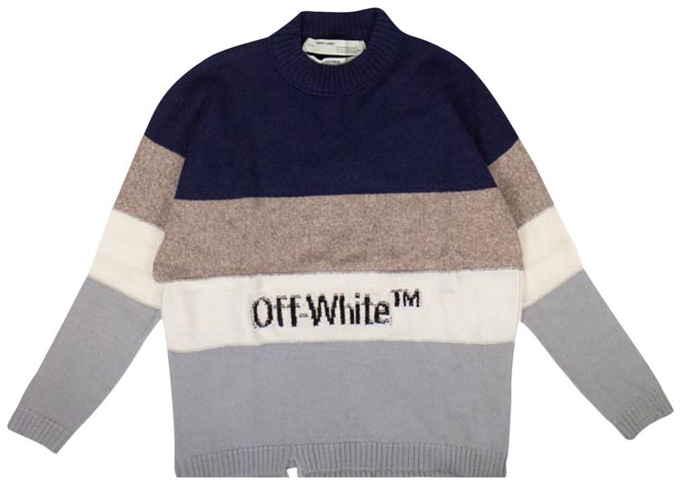 Off White Wool Striped Sweater Multicolor