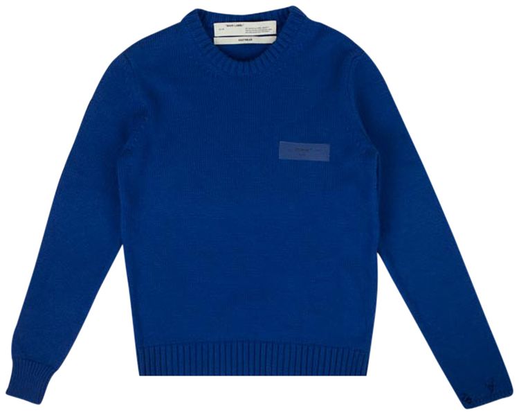 Off White Logo Knit Crewneck Sweater Blue
