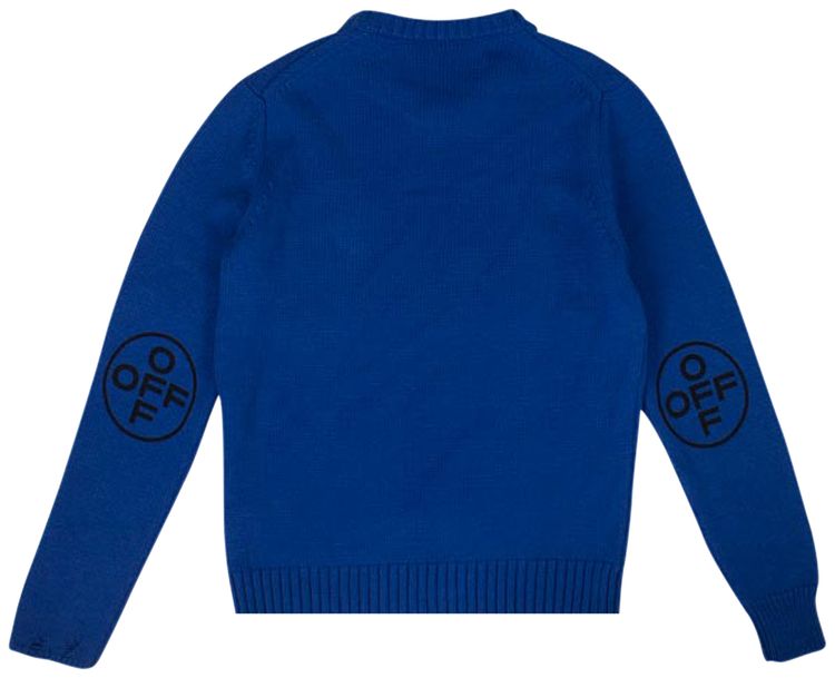 Off White Logo Knit Crewneck Sweater Blue