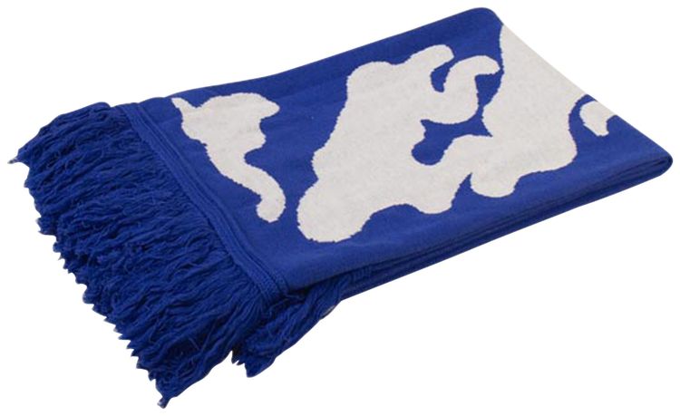 Off White Wavy Logo Knit Scarf Blue