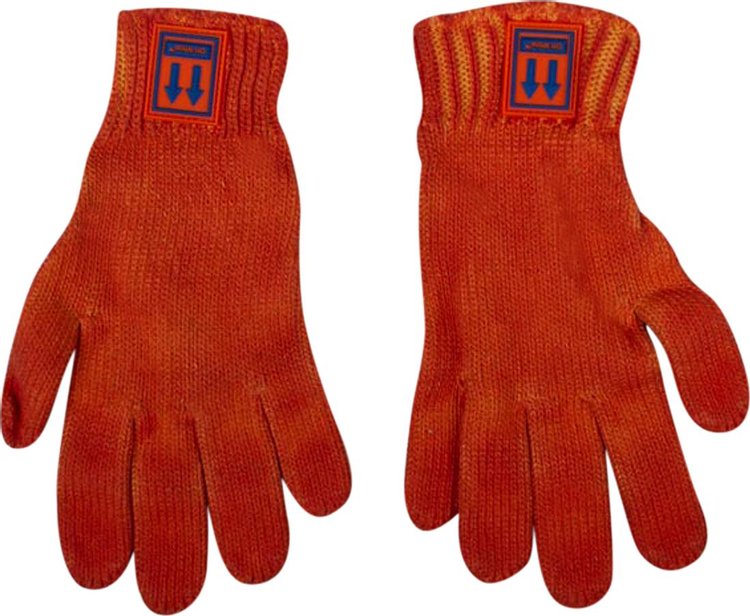 Off White Knit Patch Gloves Orange