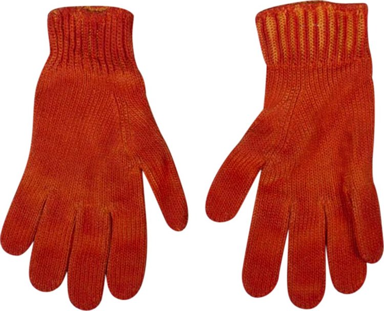 Off White Knit Patch Gloves Orange