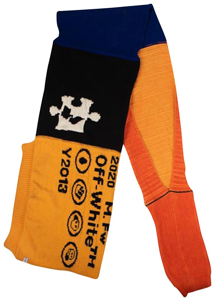 Off White Graphic Patchwork Knit Scarf Multicolor
