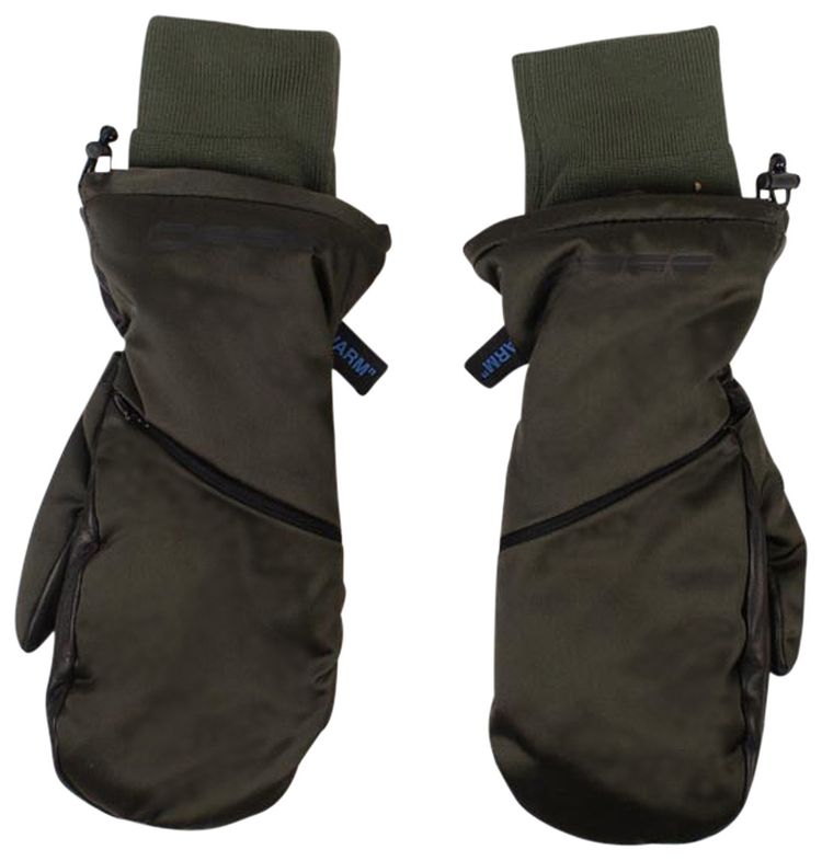 Off White Bomber Mitten Gloves Green