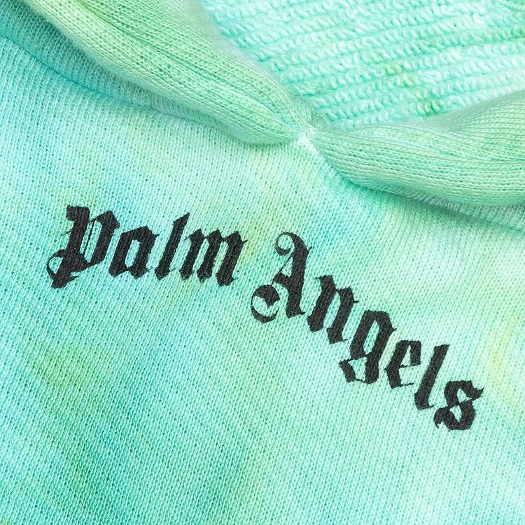 Palm Angels Tie Dye Logo Over Hoodie Forrest GreenYellow