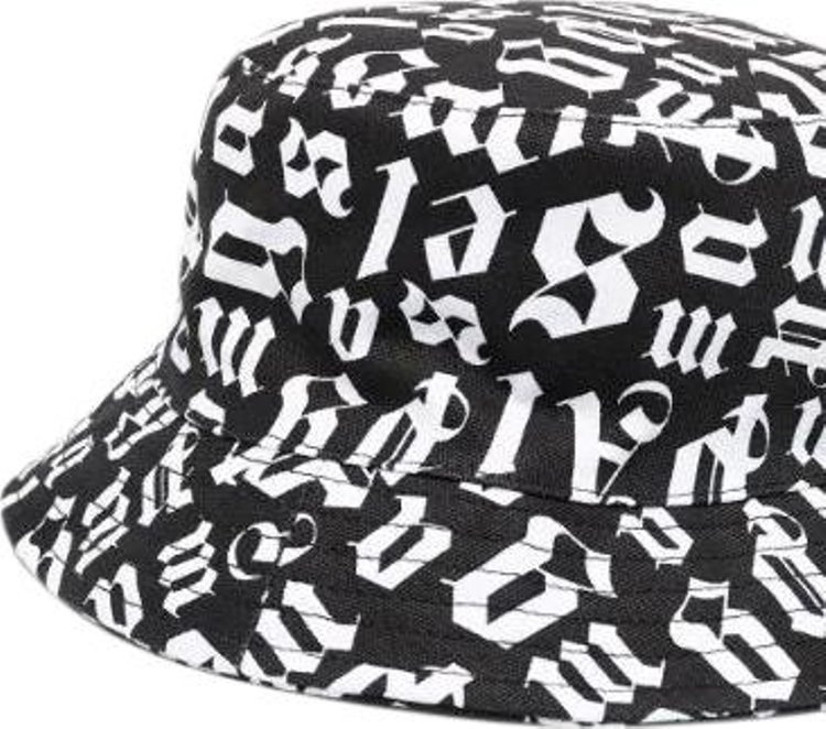 Palm Angels Broken Monogram Bucket Hat Black