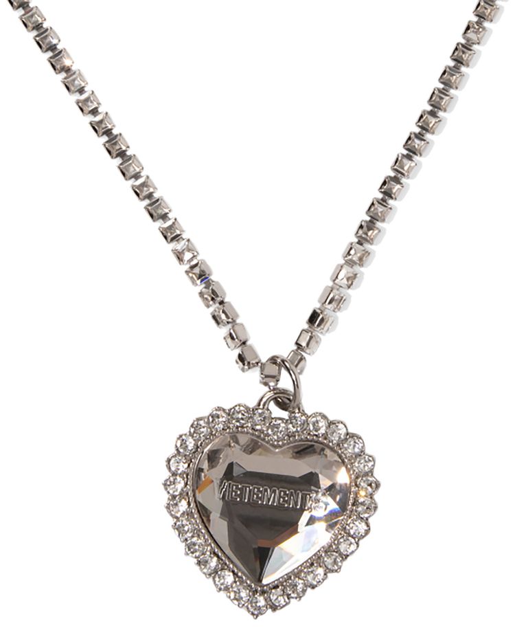 Vetements Crystal Heart Necklace Grey