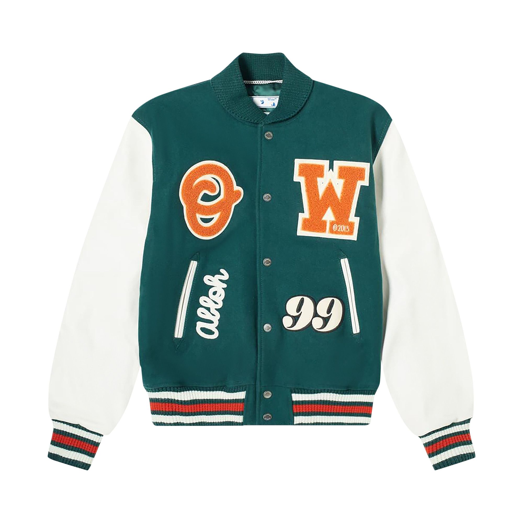 Orange and white varsity jacket on sale