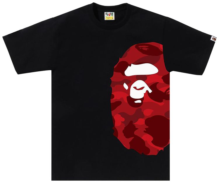 BAPE Color Camo Side Big Ape Head Tee BlackRed