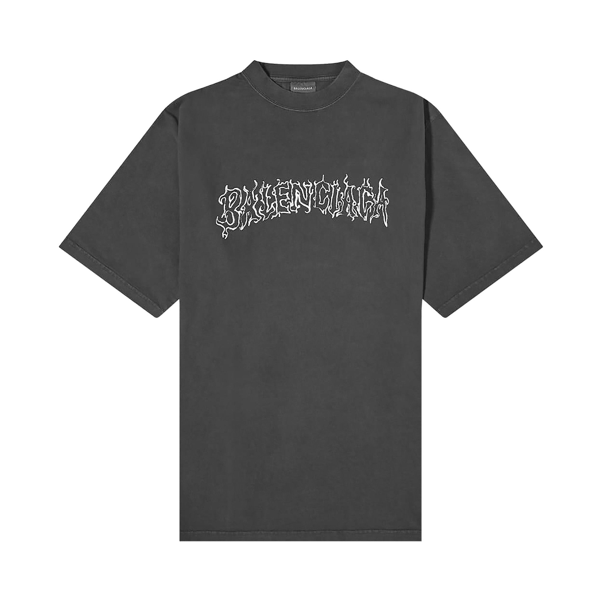 Buy Balenciaga Metal Logo Oversized Tee 'Faded Black/White
