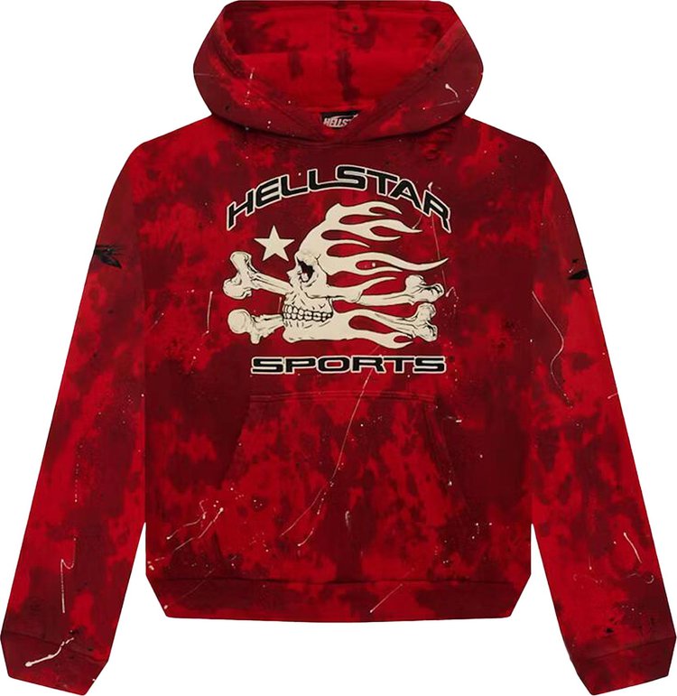 Hellstar Sports Tie-Dye Skull Hoodie 'Red'