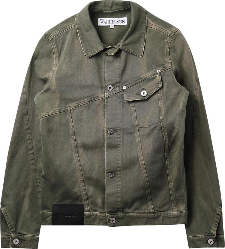 JW Anderson Twisted Fitted Denim Jacket Green