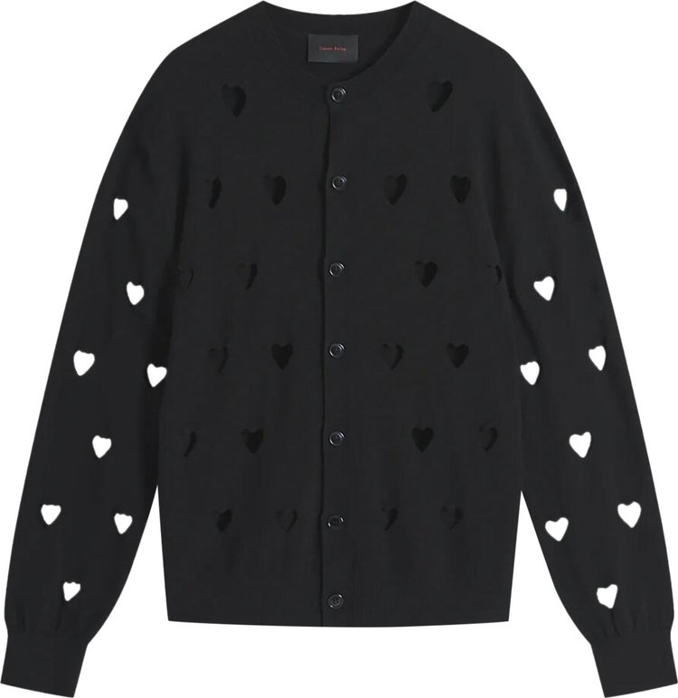 Simone Rocha Cut Out Heart Cardigan Black