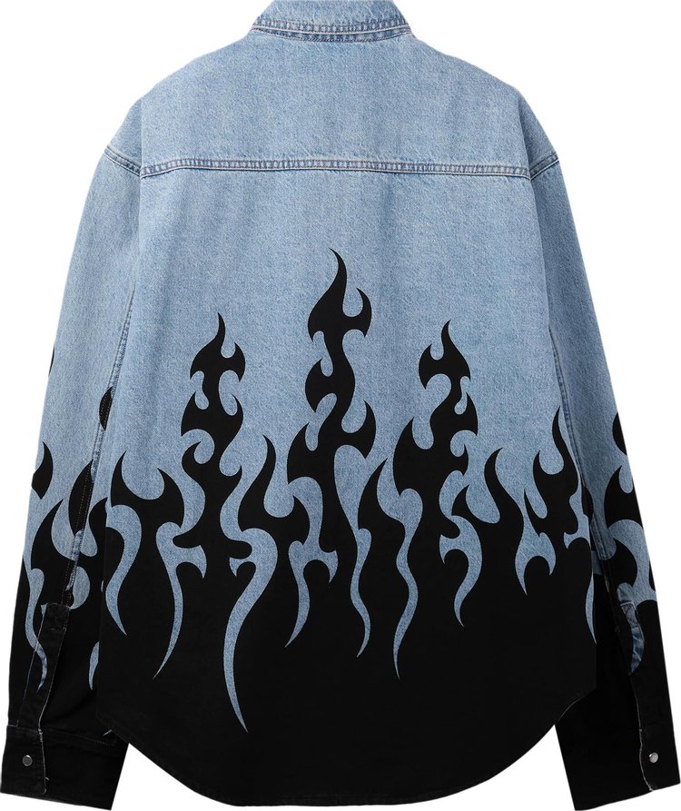 Vetements Fire Denim Shirt Blue