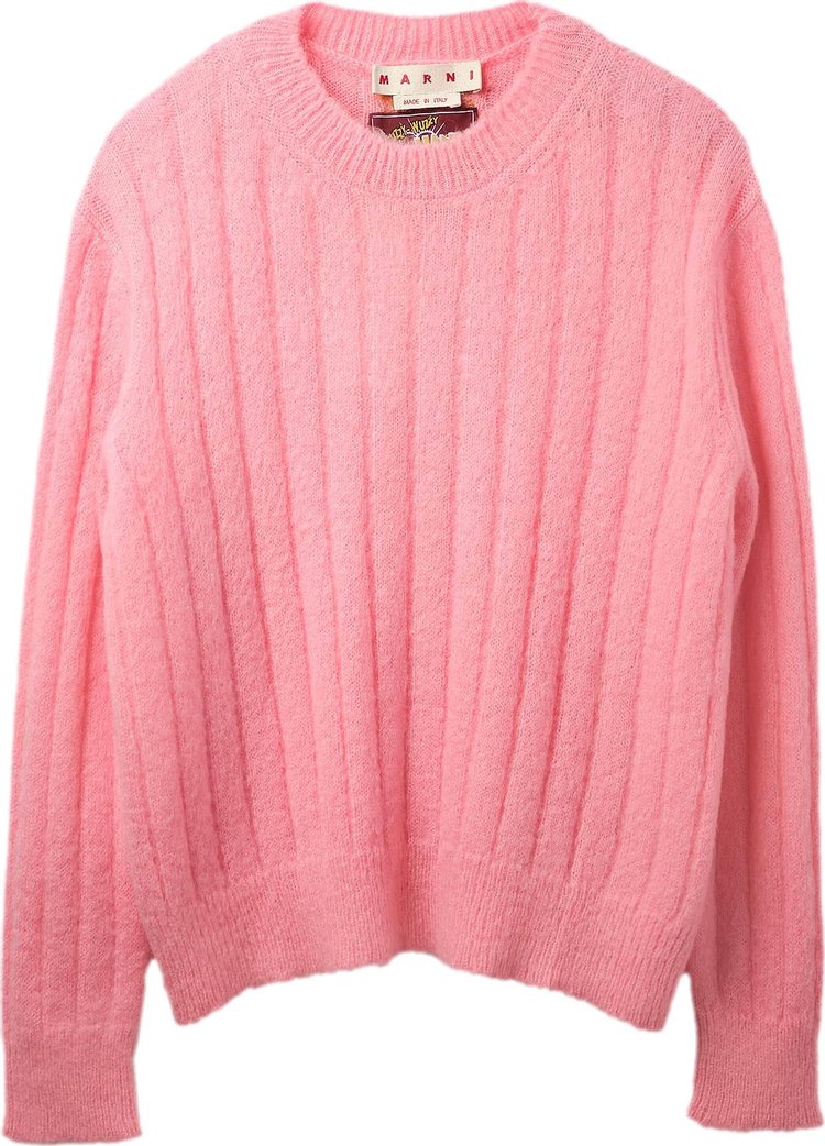 Marni Fuzzy Printed Brushed Crewneck Sweater 'Pink'