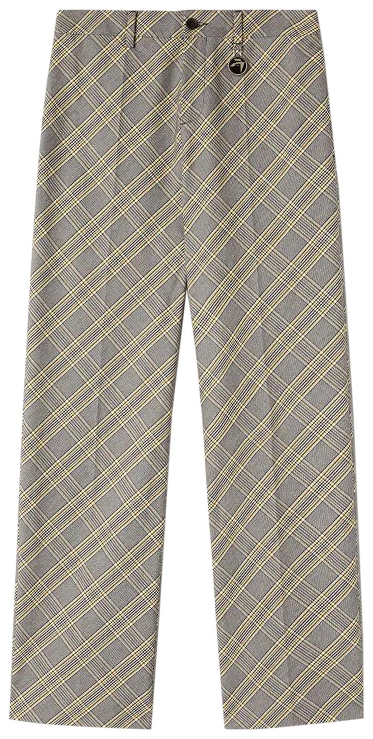 Ambush Check Wide Leg Trousers Grey