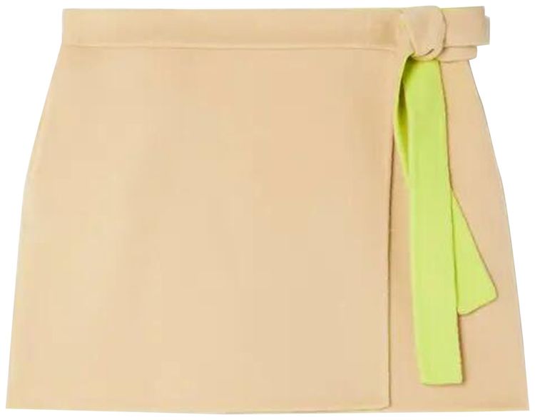 Off White Side Tie Fastening Mini Skirt CamelYellow