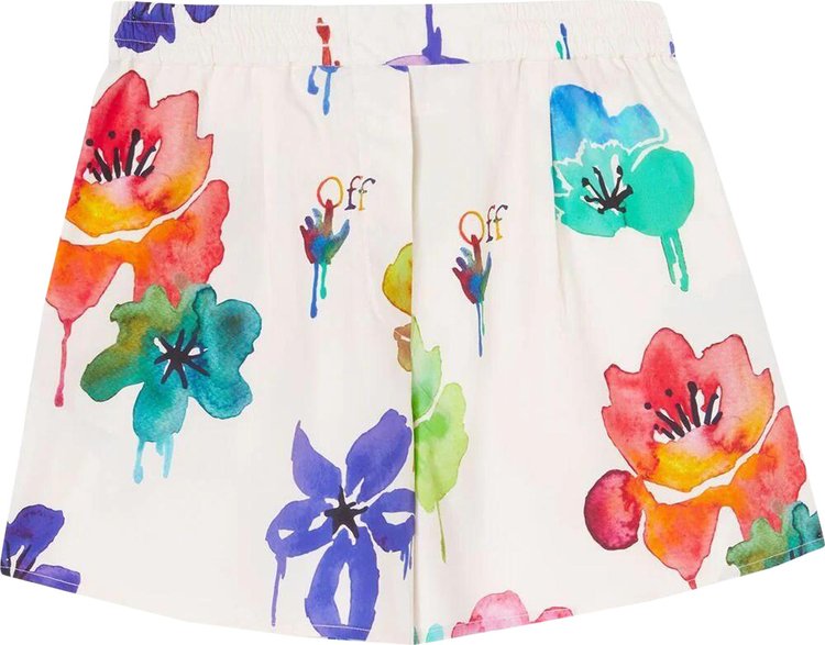 Off-White Floral Print Shorts 'White/Multicolor'