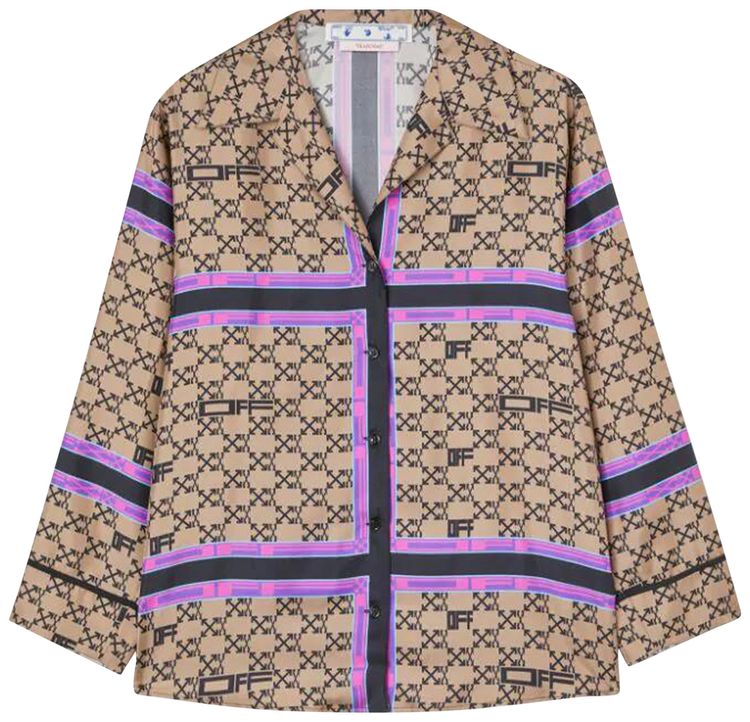 Off White Monogram Pajama Shirt Brown