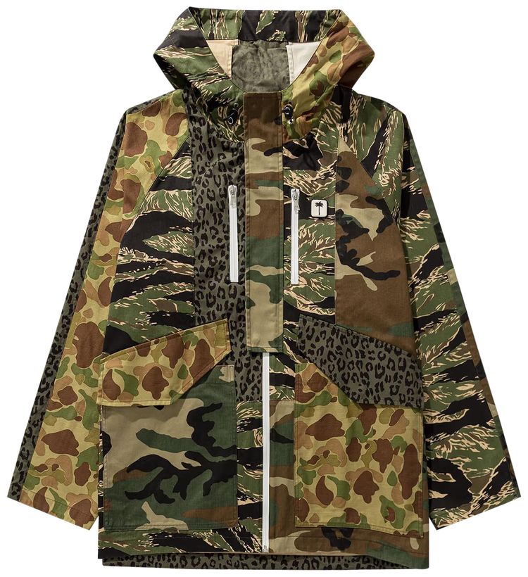 Palm Angels Mix Fabric Short Parka MilitaryBlack