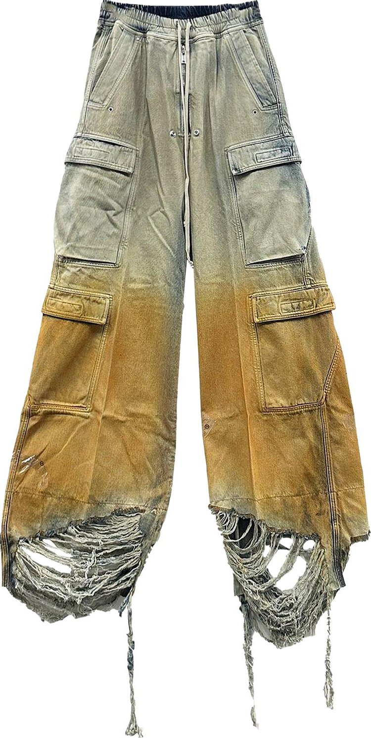 Rick Owens DRKSHDW Denim Double Cargo Jumbo Pants SkyOrange Degrade