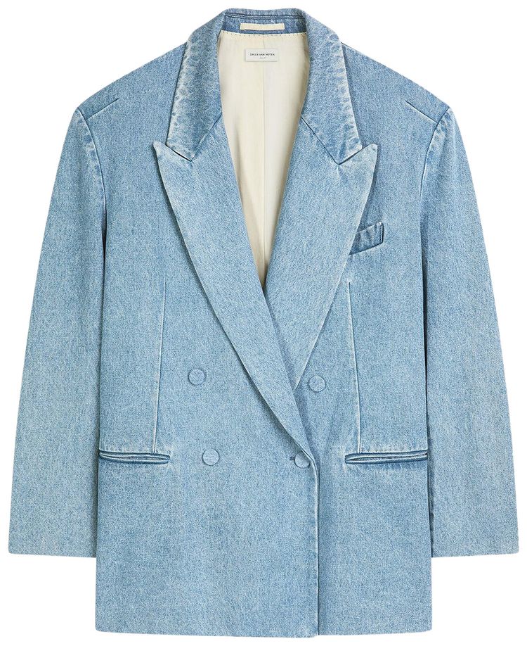 Dries Van Noten Oversized Denim Blazer Light Blue