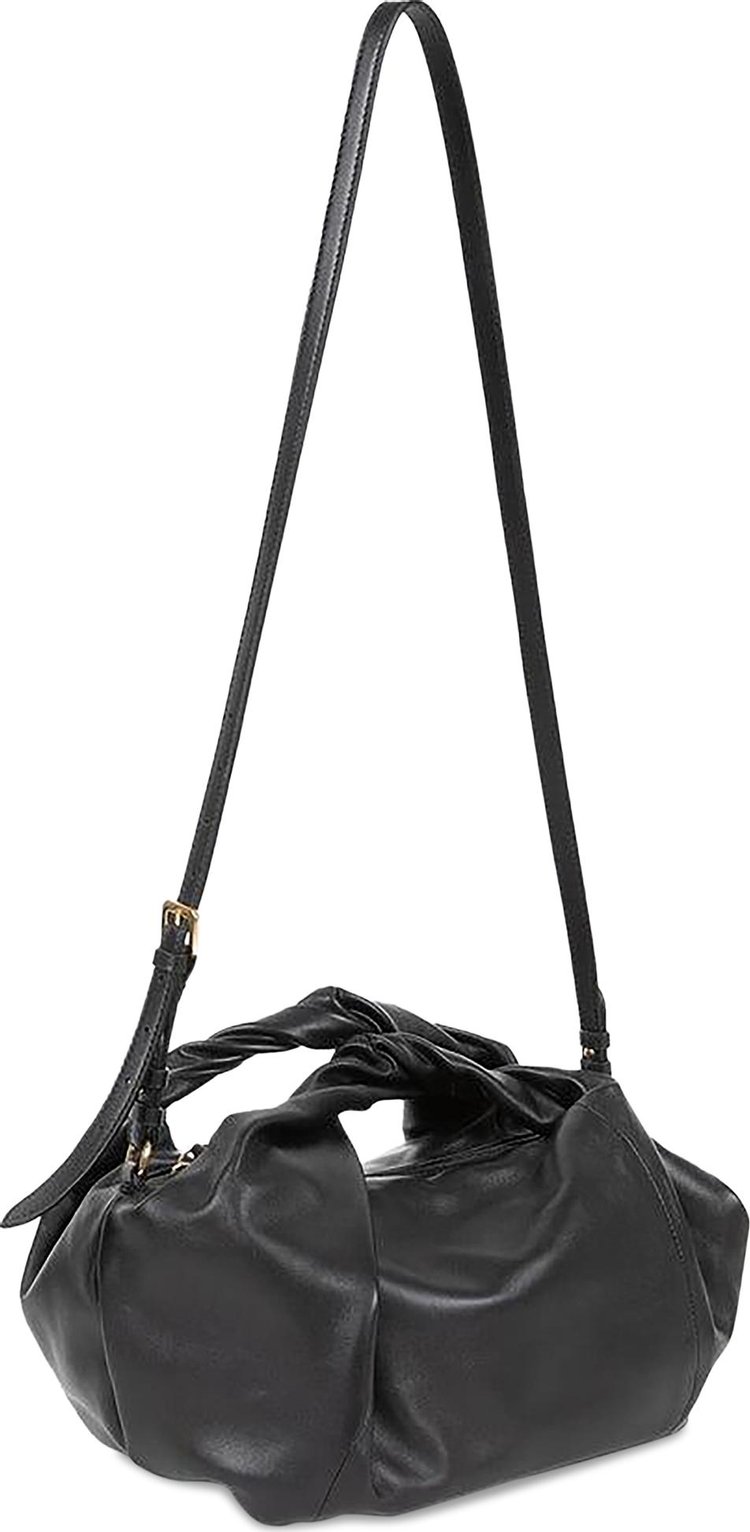 Dries Van Noten Large Duffle Crossbody Soft Leather Twist Bag Black