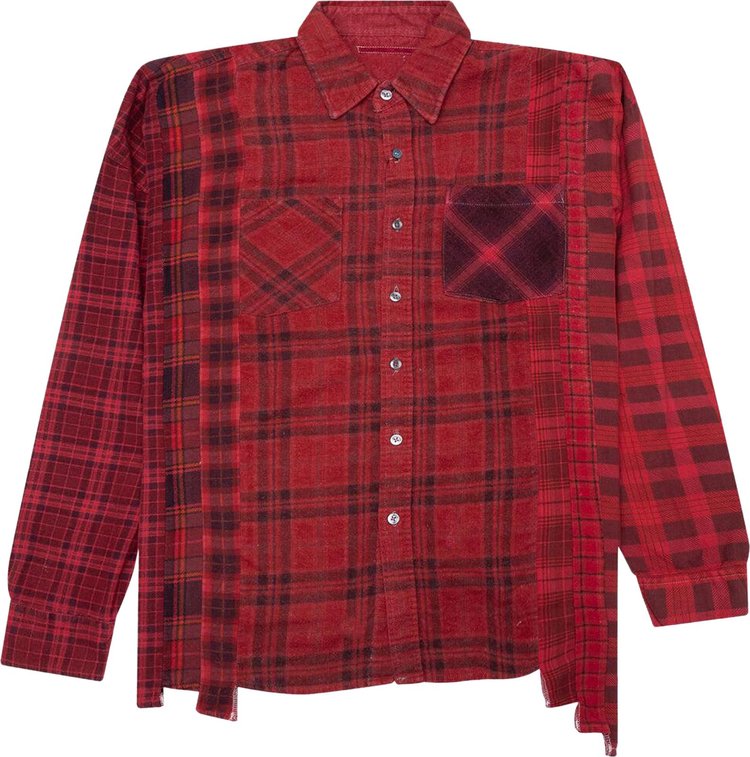 Needles Rebuild 7 Cuts Wide Flannel Shirt 'Red'