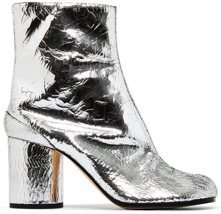 Maison Margiela Wmns Tabi Ankle Boot Cracked Metallic Silver
