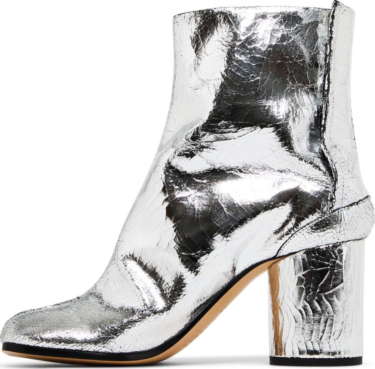 Maison Margiela Wmns Tabi Ankle Boot Cracked Metallic Silver