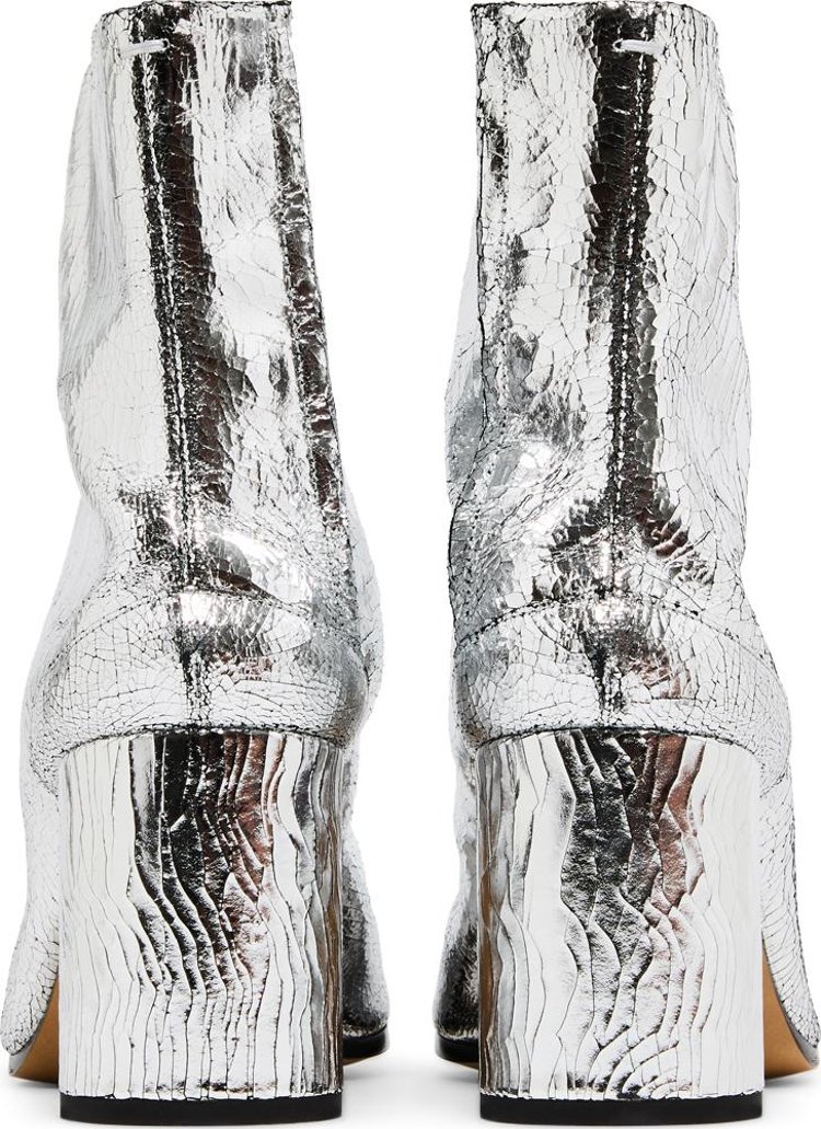 Maison Margiela Wmns Tabi Ankle Boot Cracked Metallic Silver