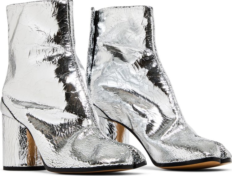 Maison Margiela Wmns Tabi Ankle Boot Cracked Metallic Silver