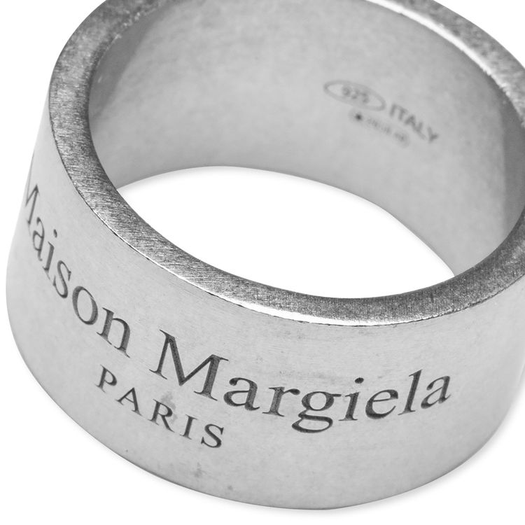 Maison Margiela Semi Polished Text Logo Large Band Ring Palladio