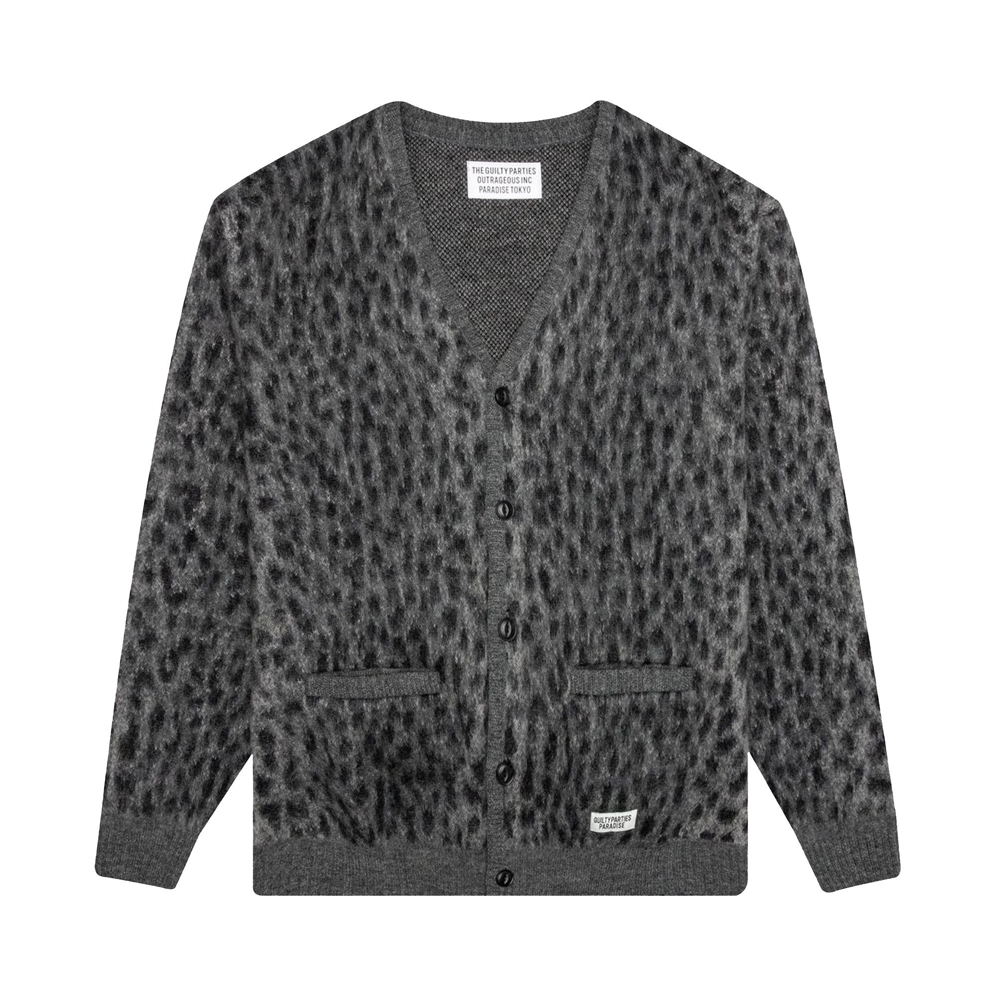 Buy Wacko Maria Leopard Mohair Cardigan 'Grey' - 20FW WMK KN20