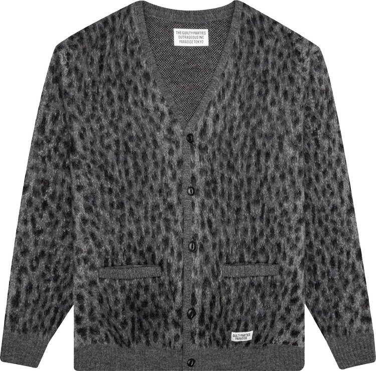 Wacko Maria Leopard Mohair Cardigan 'Grey'