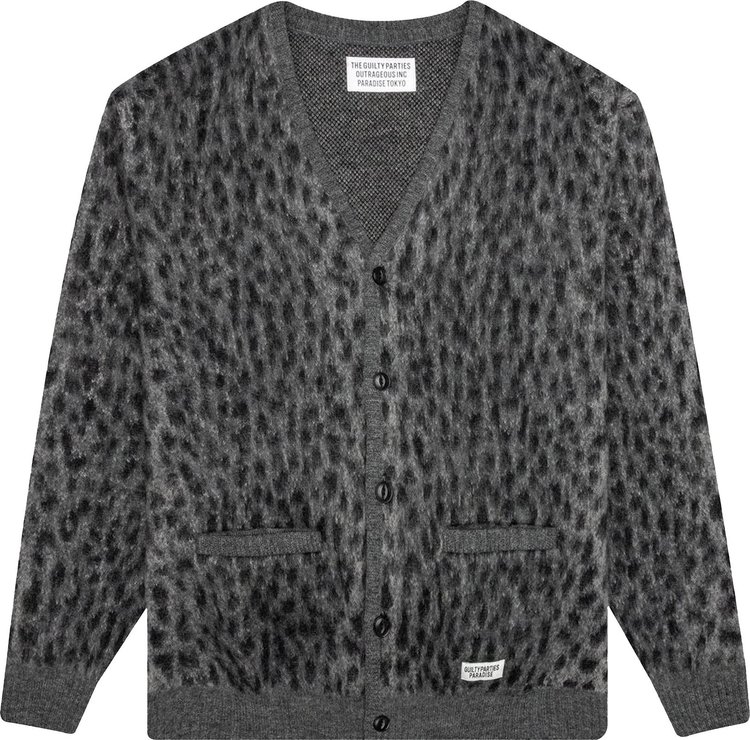 Wacko Maria Leopard Mohair Cardigan Grey