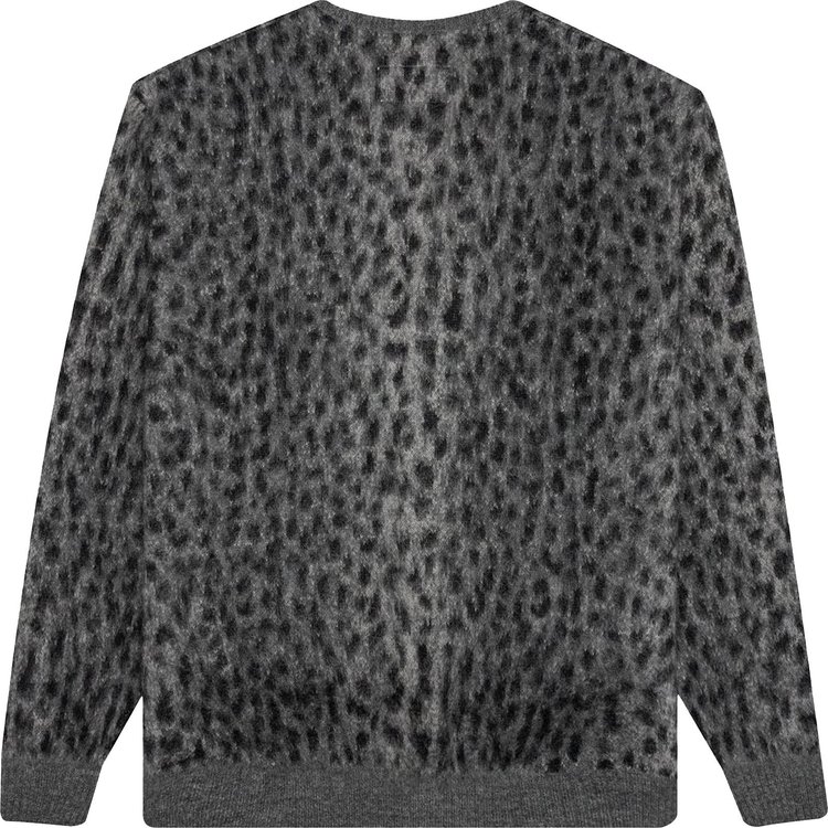 Wacko Maria Leopard Mohair Cardigan Grey