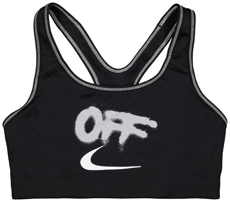 Nike Womens x Off White NRG RU Pro Classic Sports Bra Black