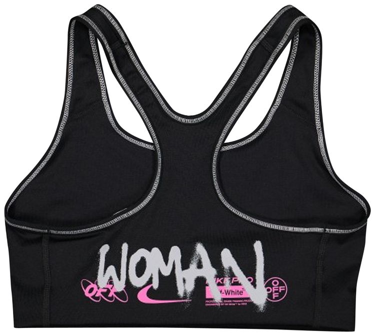 Nike Womens x Off White NRG RU Pro Classic Sports Bra Black